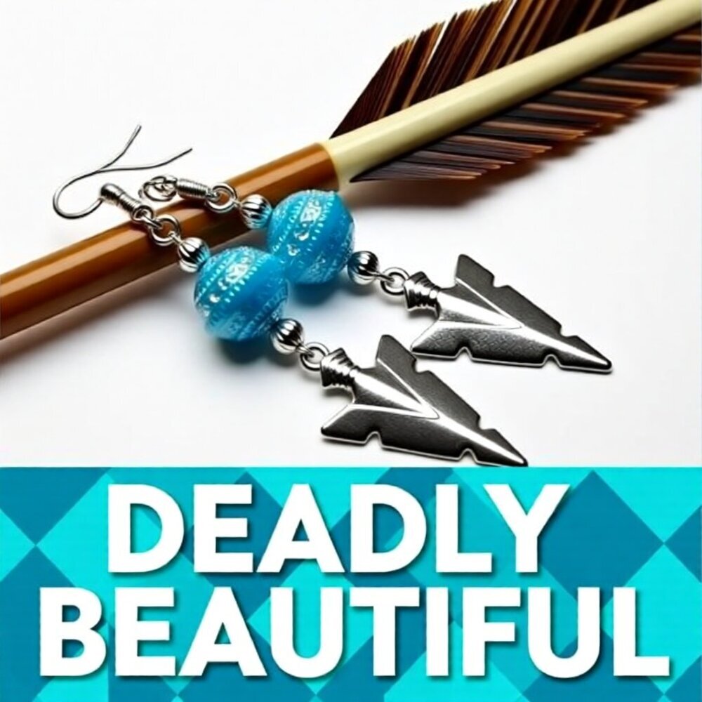 Blue & Silver Arrowheads! Lightweight Dangle Earrings